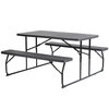 Gardenised Gray Outdoor Foldable Woodgrain Portable Picnic Table Set QI003910GY